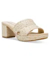 Anne Klein Women's Palmer Slip On Block Heel Dress Sandals In Natural Raffia