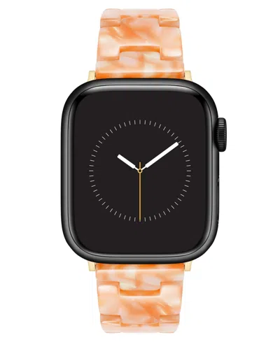 Anne Klein Women's Peach Marbleized Acetate Bracelet Band For Apple Watch 10 38/40/41mm In Peach,gold-tone