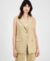Anne Klein Women's Peak-lapel Long Vest In Brown