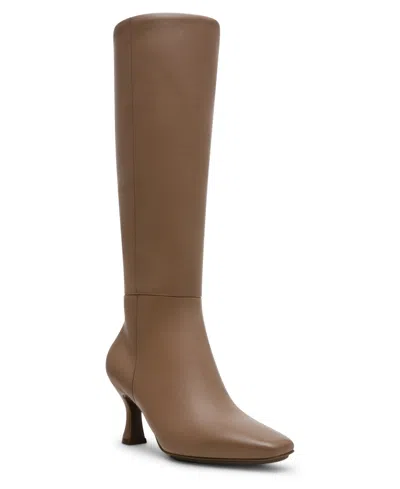 Anne Klein Women's Perfection Leather Snip Toe Knee High Boots In Taupe