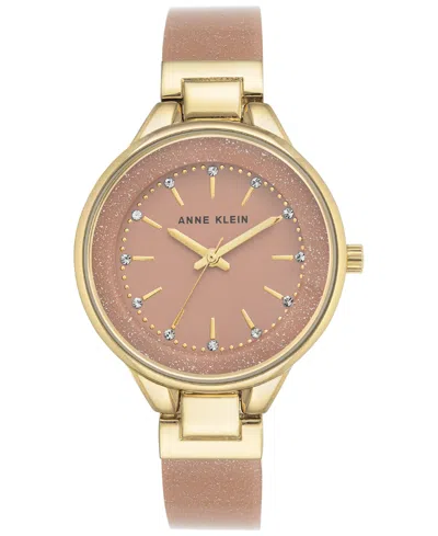 Anne Klein Women's Pink And Gold Shimmer Resin Bangle Bracelet Watch 36mm