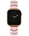 Anne Klein Women's Iridescent Acetate With Rose Gold-tone Alloy Metal Link Bracelet Designed For Apple Watch 42 In Pink,rose Gold-tone