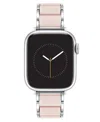 Anne Klein Women's Pink Rubberized Link With Silver-tone Alloy Metal Band For Apple Watch 10 38/40/41mm In Pink