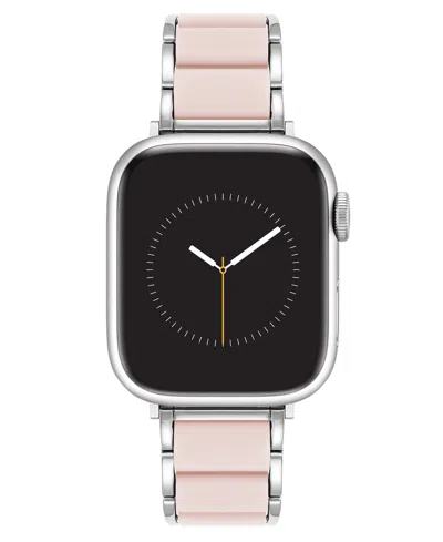 Anne Klein Women's Pink Rubberized Link With Silver-tone Alloy Metal Band For Apple Watch 10 38/40/41mm