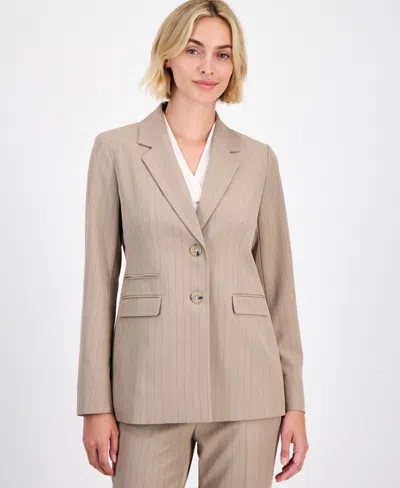 Anne Klein Women's Pinstriped Two-button Blazer In Neutral