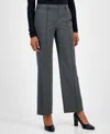 Anne Klein Women's Pintucked Straight-leg Pants In Mid Heather Grey