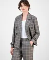 Anne Klein Womens Plaid Belted Button Front Trench Jacket 0p 16 In Multi