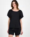 Anne Klein Women's Pleated Bubble-sleeve Blouse In Anne Black