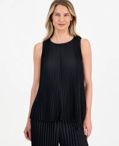 Anne Klein Women's Pleated Sleeveless Top, Regular & Petite In Black