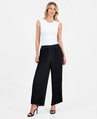 Anne Klein Women's Pleated Wide-leg Pants, Regular & Petite In Anne Black