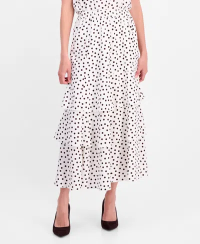 Anne Klein Women's Polka-dot Pull-on Tiered Skirt, Regular & Petite In Multi