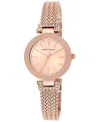 Anne Klein Women's Premium Crystal-accented Rose Gold-tone Stainless Steel Mesh Bracelet Watch 30mm Ak-1906rgrg In No Color