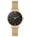 Anne Klein Women's Premium Round Gold-tone Stainless Steel Mesh And Black Dial Watch, 29mm In Black,gold-tone