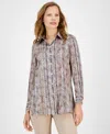 Anne Klein Leopard Print Stretch Button-up Shirt In Anne White Multi