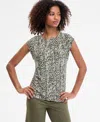 Anne Klein Women's Printed Cap-sleeve Blouse