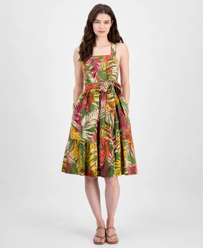 ANNE KLEIN WOMEN'S PRINTED CHIFFON FIT & FLARE DRESS