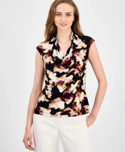 Anne Klein Women's Printed Cowlneck Blouse In Multi