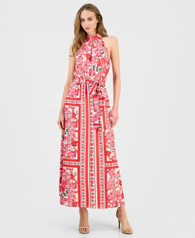 Anne Klein Halter Neck Maxi Dress In Multi
