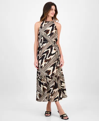 Anne Klein Women's Printed Halter-neck Sleeveless Midi Dress In Multi