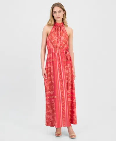Anne Klein Women's Printed Halter-neck Maxi Dress In Red