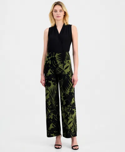 Anne Klein Women's Printed High Rise Wide Leg Pants In Green