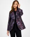 ANNE KLEIN WOMEN'S PRINTED JACQUARD ONE-BUTTON BLAZER