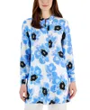 ANNE KLEIN WOMEN'S PRINTED LONG-SLEEVE POPOVER TUNIC TOP