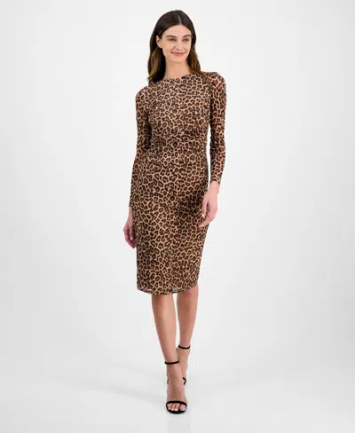 ANNE KLEIN WOMEN'S PRINTED LONG-SLEEVE SHEATH DRESS