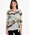 Anne Klein Bishop Sleeve Top In White Dove