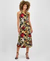 Anne Klein Women's Printed Sleeveless Halter Midi Dress In Multi