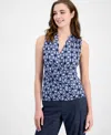 Anne Klein Shirred Surplice Blouse In Blue