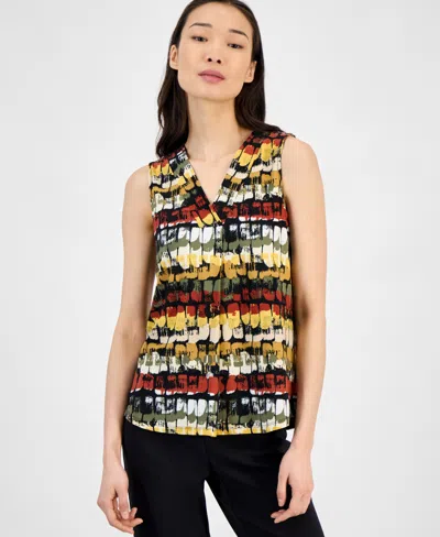 Anne Klein Women's Printed Sleeveless V-neck Shell Top In Multi