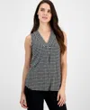 Anne Klein Polka Dot Pleat Front Shell