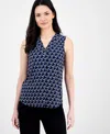 Anne Klein Printed Tie-waist Top