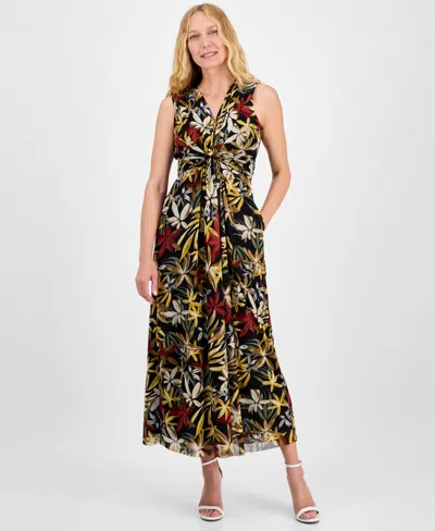 Anne Klein Women's Printed Twist-front Maxi Dress In Multi