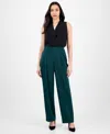 Anne Klein Womens Pull On High Rise Pleat Front Pants P Xxs Xxl In Green