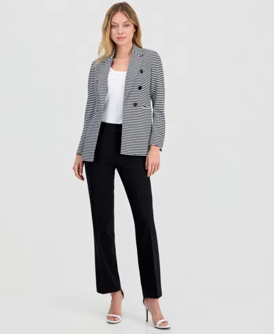 Anne Klein Women's Pull-on Mid-rise Straight Pants In Black