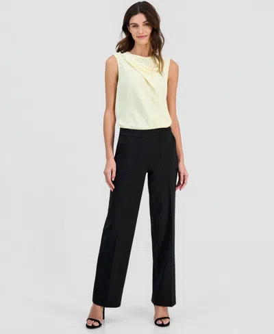 Anne Klein Women's Pull-on Mid-rise Wide-pants In Yellow
