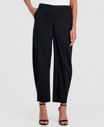 Anne Klein Women's Pull-on Barrel-leg Ankle Pants In Black