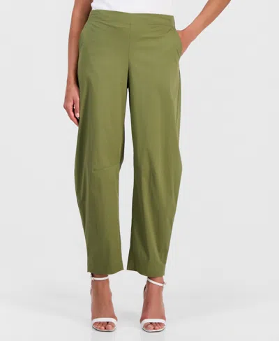 Anne Klein Women's Pull-on Barrel-leg Ankle Pants In Green