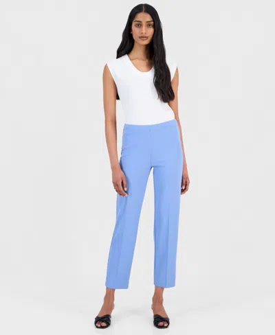 Anne Klein Women's Pull-on Hollywood Waist Straight Ankle Pants In Blue