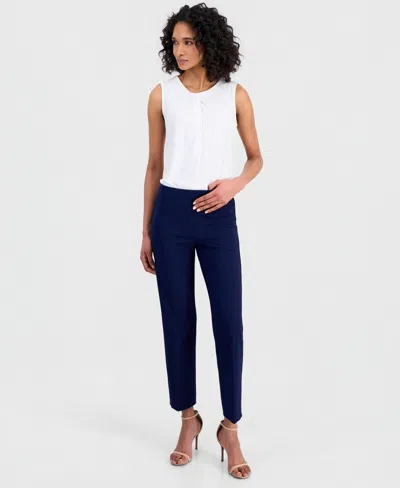 Anne Klein Women's Pull-on Hollywood Waist Straight Ankle Pants In Blue