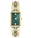 Anne Klein Women's Quartz Abalone Gemstone Accented Gold-tone Alloy Metal Bracelet Watch, 21mm In Green,blue,gold-tone