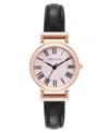 Anne Klein Women's Quartz Black Classic Leather And Rose Gold-tone Alloy Metal Strap Watch, 28mm In Black,pink,rose Gold-tone
