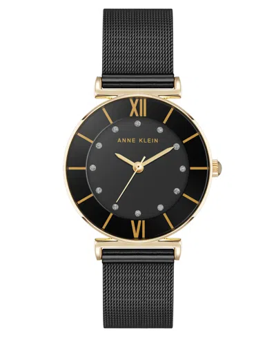 Anne Klein Women's Quartz Black Stainless Steel Mesh Watch, 32mm In Multi