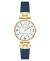 Anne Klein Women's Quartz Blue Leather And Gold-tone Metal Alloy Strap Watch, 26mm In Gold-tone,blue