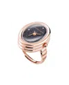 Anne Klein Women's Quartz Blue Sandstone Gemstone And Rose Gold-tone Alloy Metal Ring Watch, 17mm In Blue,rose Gold-tone