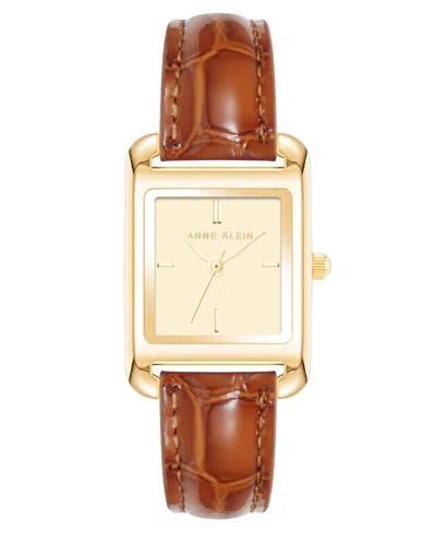 Anne Klein Women's Quartz Brown Croco-grain Leather Band Watch, 23mm