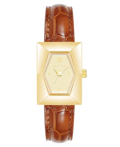 Anne Klein Women's Quartz Brown Crocograin Leather Watch, 20mm