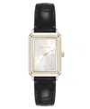 Anne Klein Women's Quartz Casual Black Polyurethane Leather And Two-tone Metal Alloy Watch, 25mm In Gold